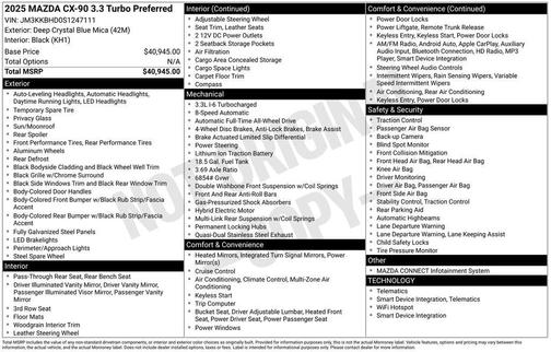 2025 Mazda CX-90 3.3 Turbo Preferred Package