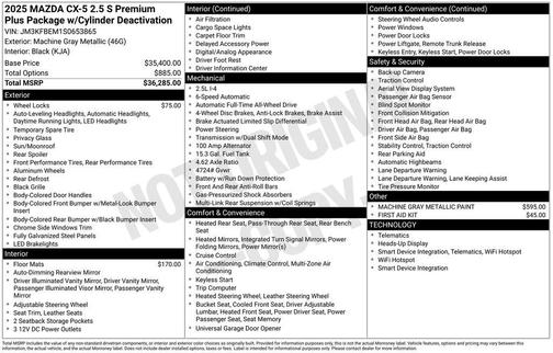 2025 Mazda CX-5 2.5 S Premium Plus Package
