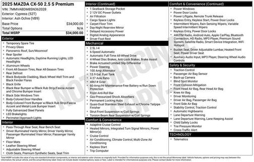 2025 Mazda CX-50 2.5 S Premium Package