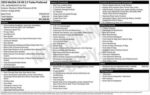 2025 Mazda CX-90 3.3 Turbo Preferred Package