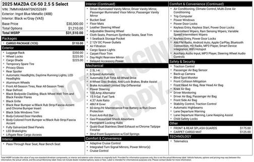 2025 Mazda CX-50 2.5 S Select Package
