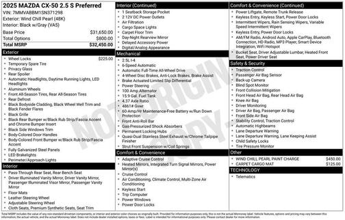 2025 Mazda CX-50 2.5 S Preferred Package