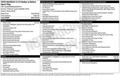 2025 Mazda Mazda3 FWD w/Select Package