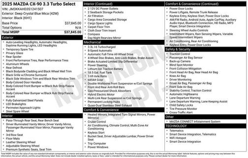 2025 Mazda CX-90 3.3 Turbo Select Package