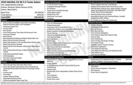2025 Mazda CX-90 3.3 Turbo Select Package
