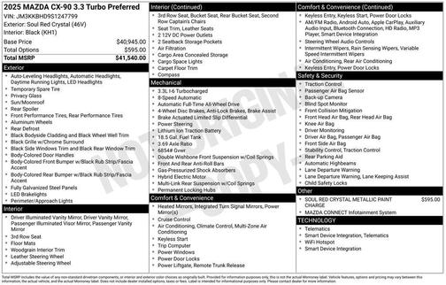 2025 Mazda CX-90 3.3 Turbo Preferred Package