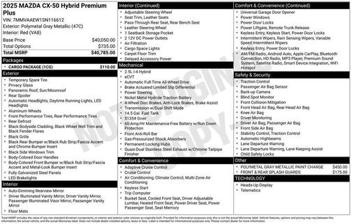 2025 Mazda CX-50 Hybrid Premium Plus Package