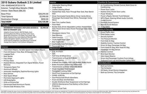 2015 Subaru Outback 2.5i Limited