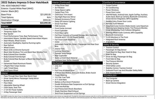 2022 Subaru Impreza Base