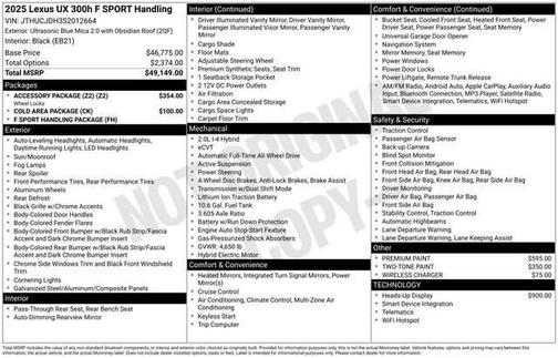 2025 Lexus UX 300h F SPORT Handling