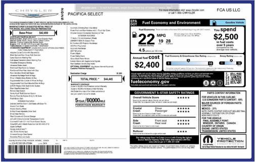 Bright White Clearcoat 2025 Chrysler Pacifica Select
