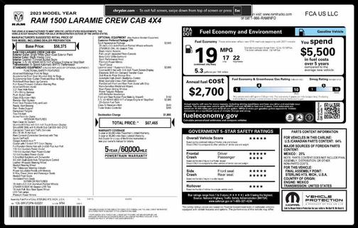 Bright White Clearcoat 2023 RAM 1500 Laramie