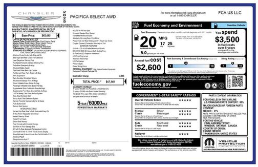 Bright White Clearcoat 2025 Chrysler Pacifica Select