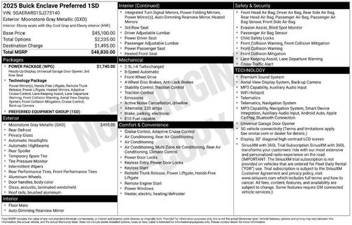 Moonstone Gray Metallic 2025 Buick Enclave Preferred