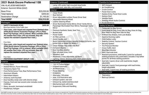 Summit White 2021 Buick Encore Preferred