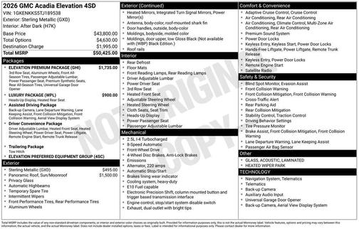 2026 GMC Acadia Elevation