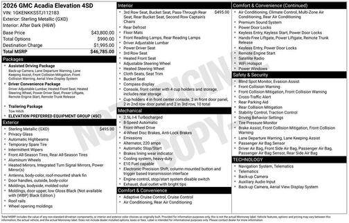 2026 GMC Acadia Elevation