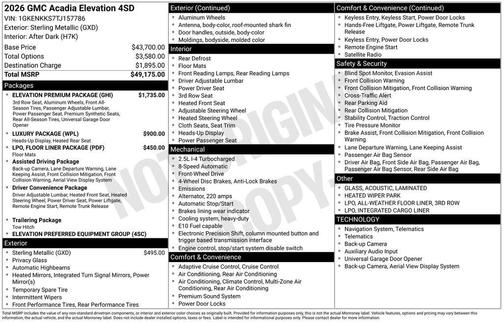 2026 GMC Acadia Elevation