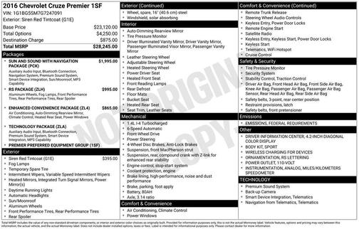 2016 Chevrolet Cruze Premier Auto