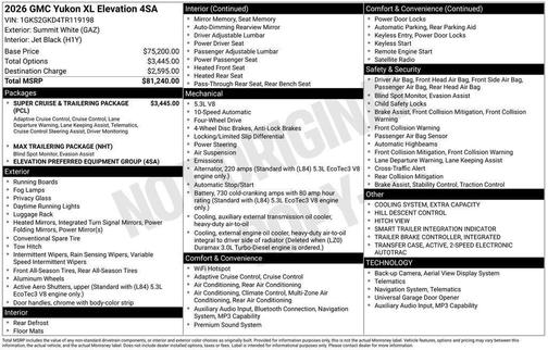 2026 GMC Yukon XL Elevation