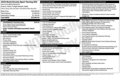 Ebony Twilight Metallic 2026 Buick Envista Sport Touring