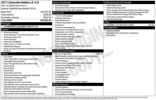 Nightfall Gray Metallic 2017 Chevrolet Malibu 1LS