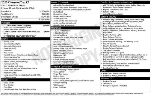Mosaic Black Metallic 2025 Chevrolet Trax LT