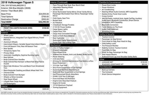 2018 Volkswagen Tiguan 2.0T S