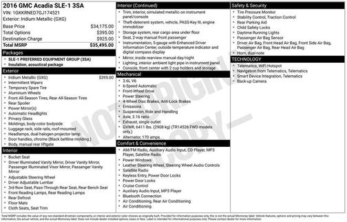 Iridium Metallic 2016 GMC Acadia SLE-1