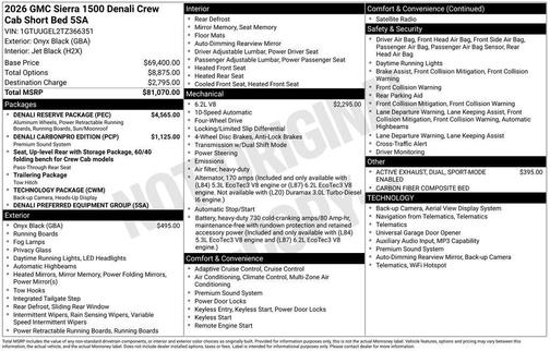Onyx Black 2026 GMC Sierra 1500 Denali