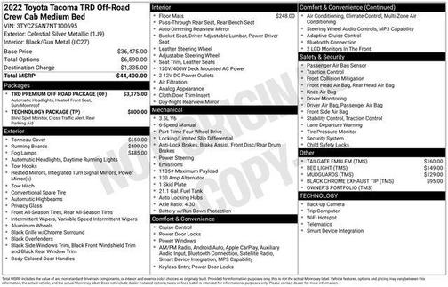 Celestial Silver Metallic 2022 Toyota Tacoma TRD Off Road