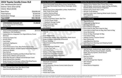 Silver 2024 Toyota Corolla Cross XLE