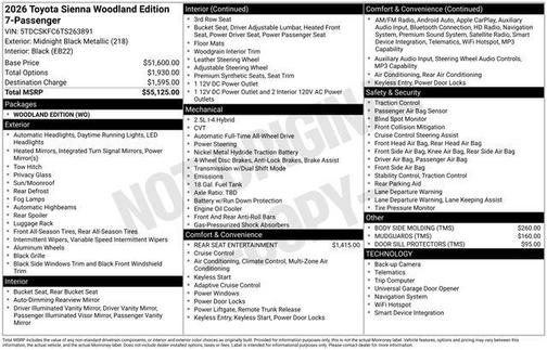 Midnight Black Metallic 2026 Toyota Sienna XLE