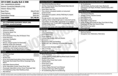Quicksilver Metallic 2014 GMC Acadia SLE-2