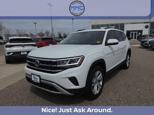 Pure White 2022 Volkswagen Atlas 3.6L SE w/Technology