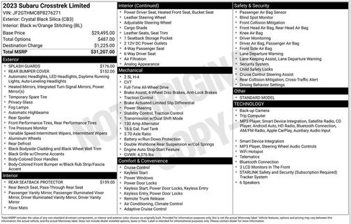 Crystal Black Silica 2023 Subaru Crosstrek Limited