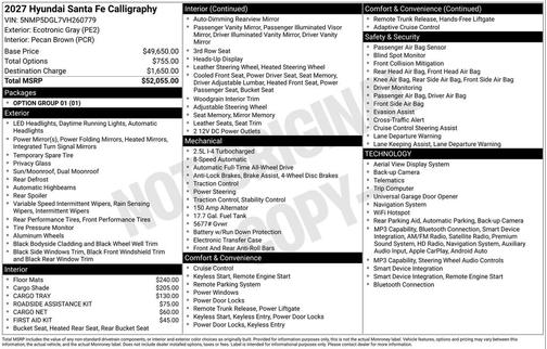 Ecotronic Gray 2027 Hyundai SANTA FE Calligraphy