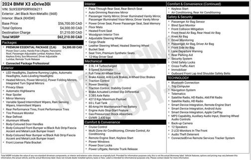 Black Sapphire Metallic 2024 BMW X3 xDrive30i