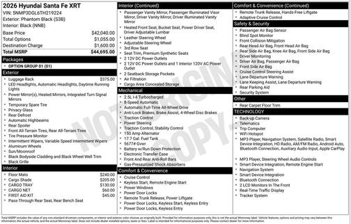 Phantom Black 2026 Hyundai SANTA FE XRT