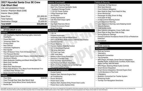 Phantom Black 2027 Hyundai SANTA CRUZ SE