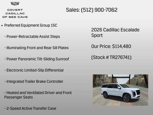 Vibrant White Tricoat 2026 Cadillac Escalade Sport