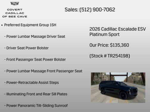 Raven Black 2026 Cadillac Escalade ESV Sport Platinum