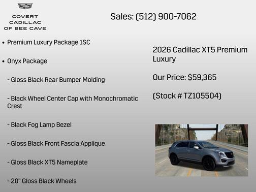 Argent Silver Metallic 2026 Cadillac XT5 Premium Luxury