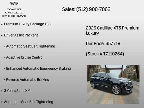Stellar Black Metallic 2026 Cadillac XT5 Premium Luxury