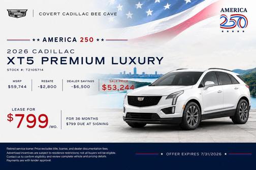 Stellar Black Metallic 2026 Cadillac XT5 Premium Luxury