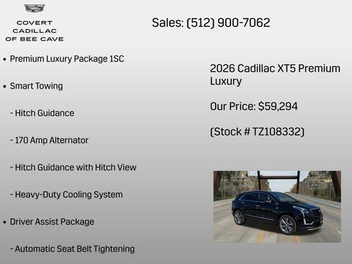 Stellar Black Metallic 2026 Cadillac XT5 Premium Luxury