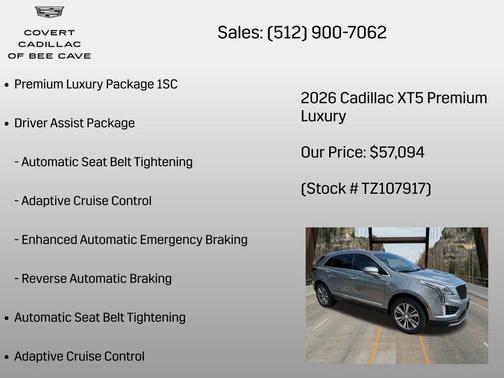 Argent Silver Metallic 2026 Cadillac XT5 Premium Luxury
