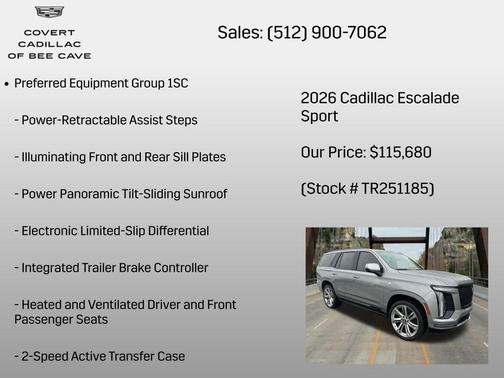Argent Silver Metallic 2026 Cadillac Escalade Sport