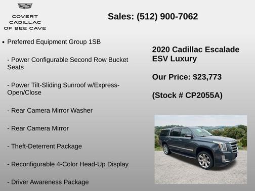 Shadow Metallic 2020 Cadillac Escalade ESV Luxury