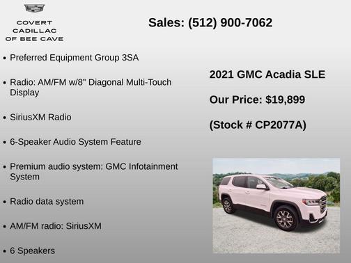 Summit White 2021 GMC Acadia SLE